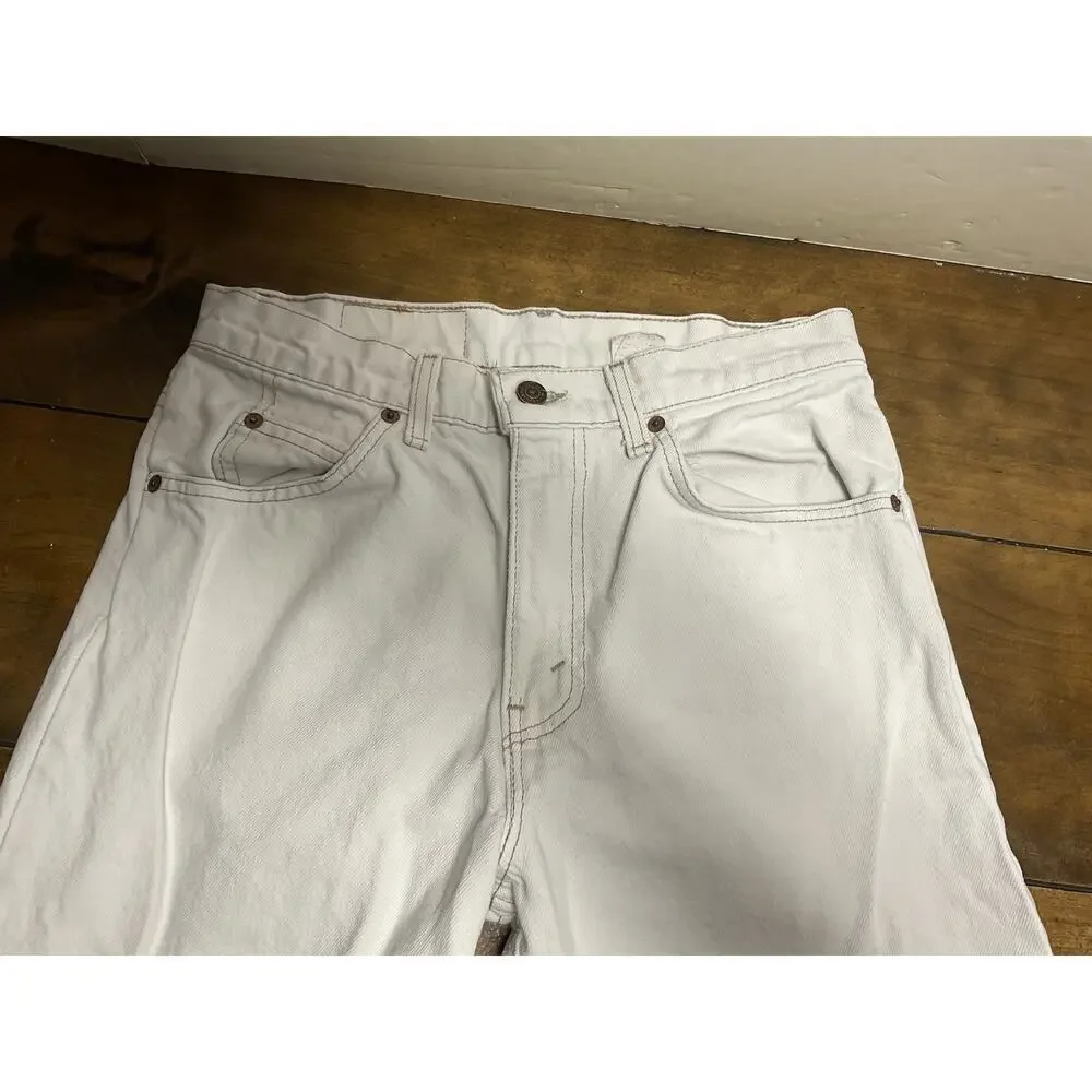 Vintage Levis 505 Jeans Mens 31x36 USA Made Orange Tab 90s Tapered Leg White